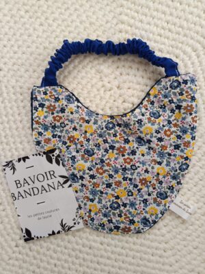 bavoir bandana fleur bleu